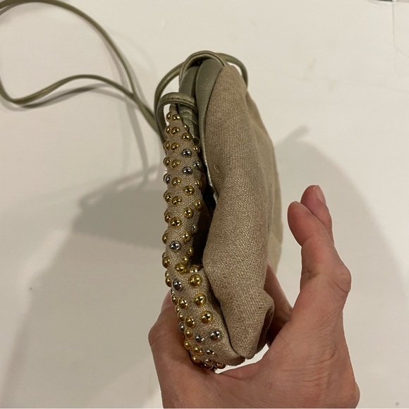 Vintage 70’s ziggy stardust gold silver beaded baguette crossbody leather ✨ - Picture 7 of 11